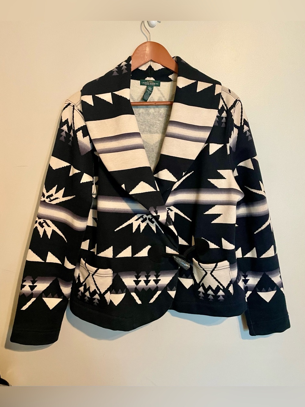 Lauren Ralph Lauren Womens Large Southwestern Jacket / Cardigan Shawl Collar